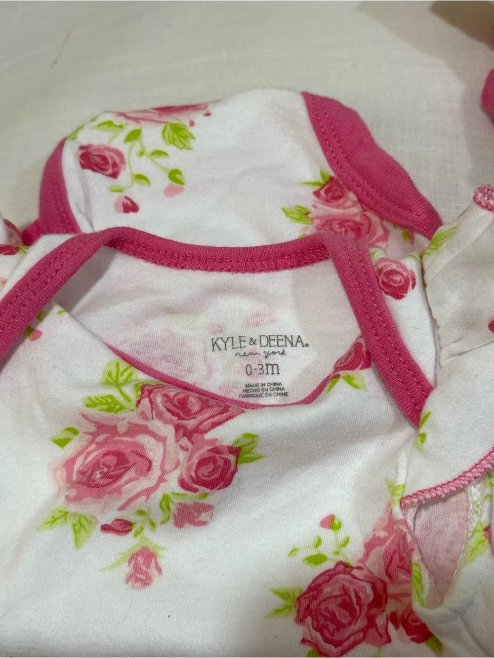 3-Pack Pink Floral Baby One-Piece Bodysuits with Ruffle Trim
